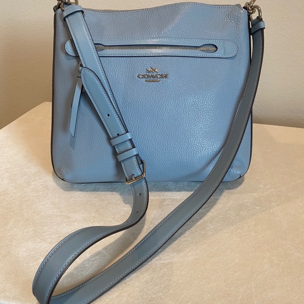 Coach Mae Crossbody Pebble Leather Bag - Cornflower Blue - Like New Condition